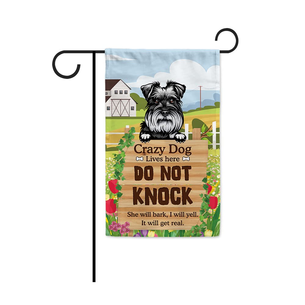 Amazon.com : MALIHONG Garden Flag Crazy Dog Lives Here Sign Dog